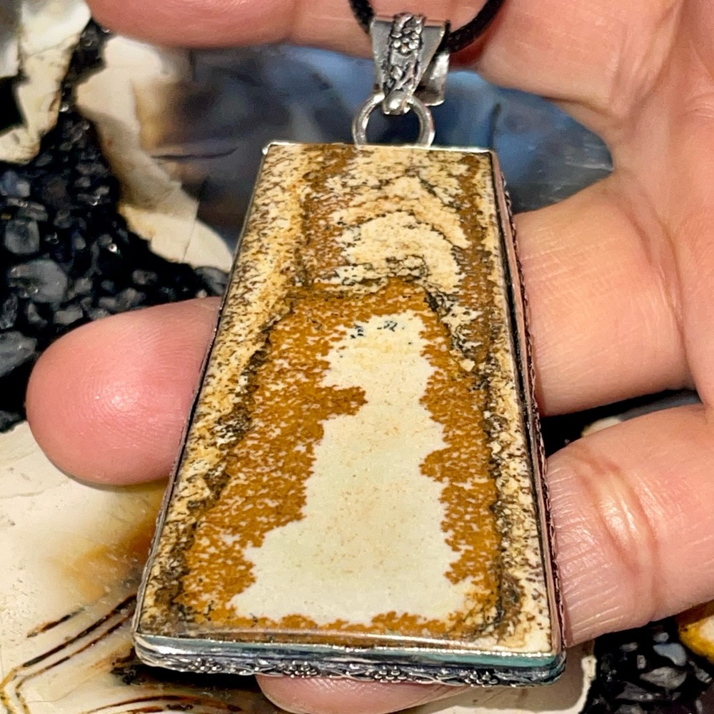 Beautiful Large Picture Jasper Pendant 2 7/8”